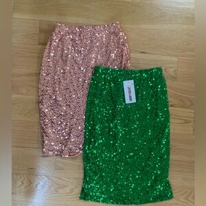 Sequin Green and rose gold Skirt Set SZ S